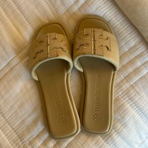 Tory Burch Beige Slide Sandals